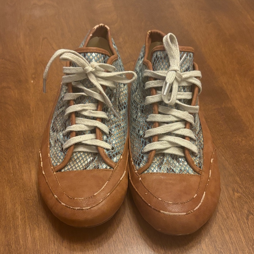 4 for $20 item Brown and Blue Snakeskin Sneakers by Mario Corti